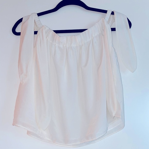 Club Monaco silk off the shoulder tie blouse - Picture 2 of 4